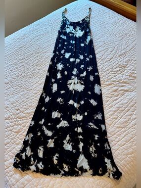 Ecote Black and White Tie-Dye Maxi Dress Sleeveless Sz S